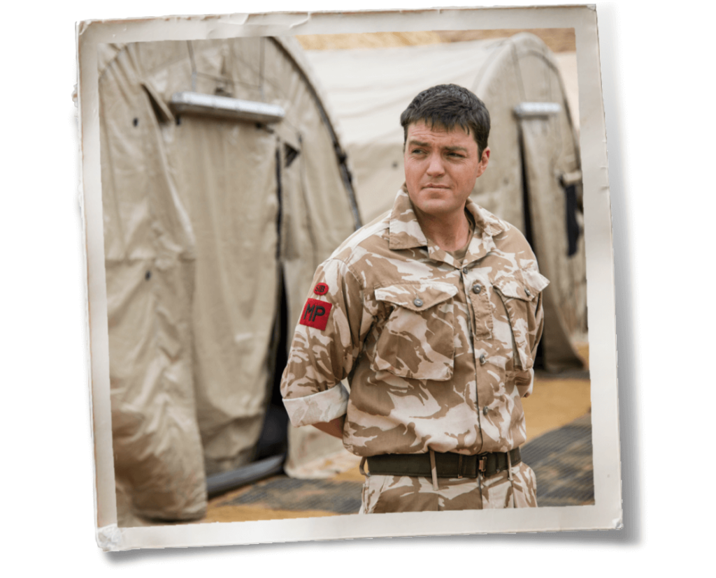 Cormoran Strike in army uniform